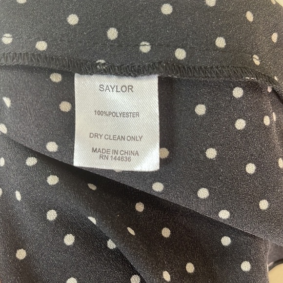 SAYLOR Black Beige Polka Dot V Neck Ruffle Sleeveless Midi Dress Size Medium - Picture 8 of 8